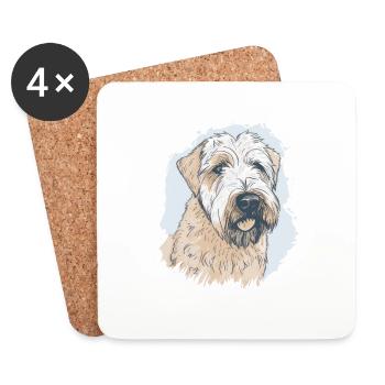 Terrier de blé à poil doux - Dessous de verre (lot de 4) - blanc - Devant