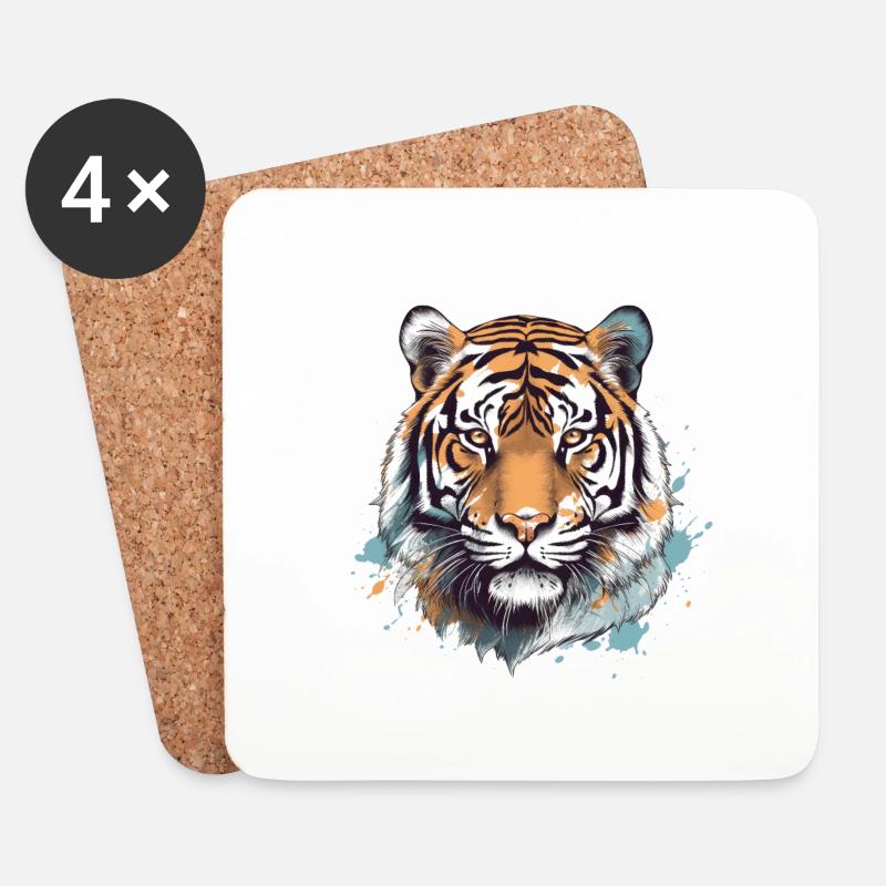 Tiger - Untersetzer (4er-Set) - Weiß