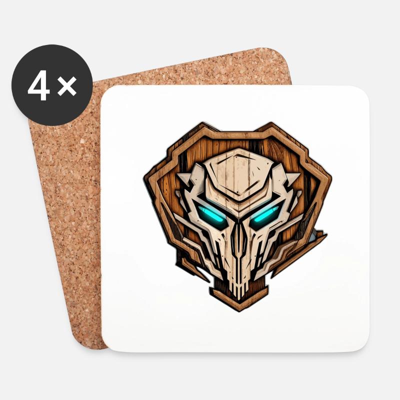 Holz Design Logo - Untersetzer (4er-Set) - Weiß