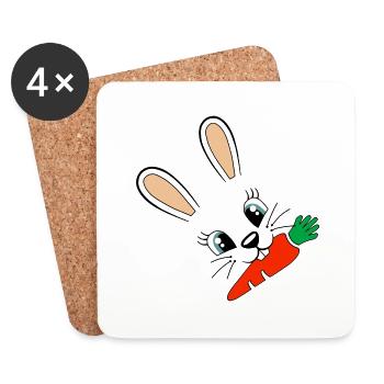 Bunny Bunny Carrot Easter Bunny Easter Girl Kids - Coasters (set of 4) - white - Front