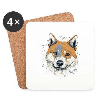 Shiba Inu - Untersetzer (4er-Set) - Weiß - Vorne