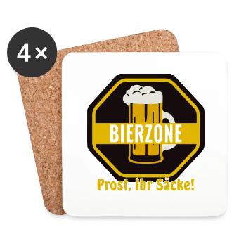 Bierzone Prost ihr Säcke Party Fun - Untersetzer (4er-Set) - Weiß - Vorne