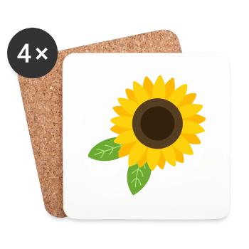 Sonnenblume - Untersetzer (4er-Set) - Weiß - Vorne