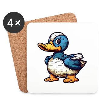 Cute little duck in comic and cartoon look - Coasters (set of 4) - white - Front
