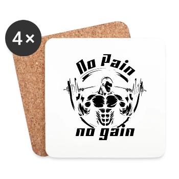 TSHIRT DE GYM POUR HOMME PAS DE DOULEUR PAS DE GAIN - Dessous de verre (lot de 4) - blanc - Devant