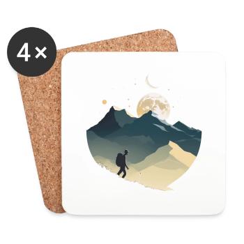 Routards en montagne, clair de lune - Dessous de verre (lot de 4) - blanc - Devant