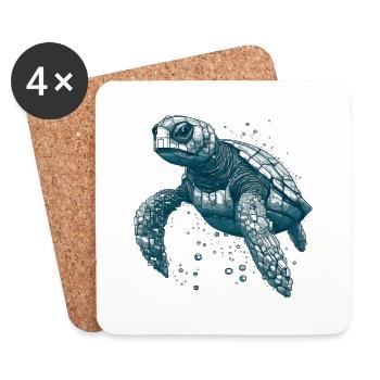 Les tortues de mer sont tout simplement de grandes créatures marines - Dessous de verre (lot de 4) - blanc - Devant