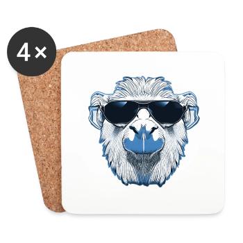 Cooles Lama mit Sonnenbrille blau - Untersetzer (4er-Set) - Weiß - Vorne