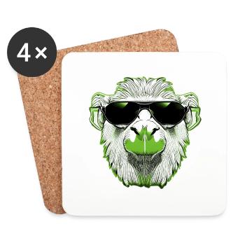 Cooles Lama mit Sonnenbrille grün - Untersetzer (4er-Set) - Weiß - Vorne