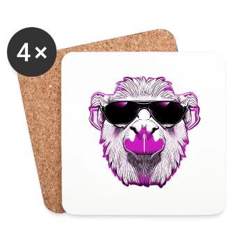Cooles Lama mit Sonnenbrille pink - Untersetzer (4er-Set) - Weiß - Vorne