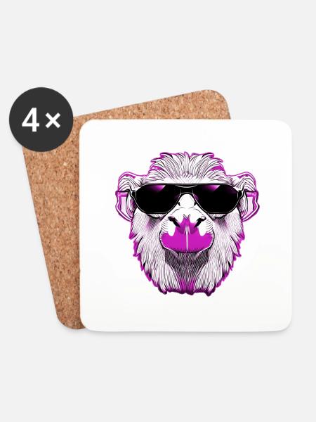 Cool llama with sunglasses pink - Coasters (set of 4) - white