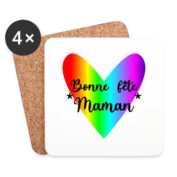 BONNE FÊTE MAMAN. MAMAN. FÊTE DES MÈRES. JE T'AIME - Dessous de verre (lot de 4) - blanc - Devant