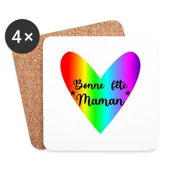 FÊTE DES MÈRES. BONNE FÊTE MAMAN. MAMAN. COEUR - Dessous de verre (lot de 4) - blanc - Devant