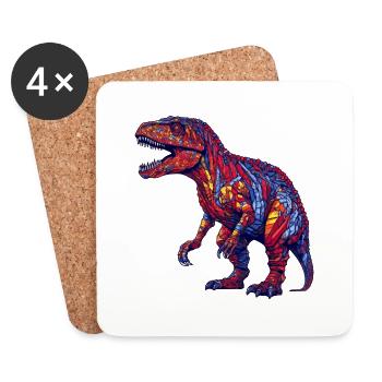Dinosaures aux couleurs vives et vives - Dessous de verre (lot de 4) - blanc - Devant