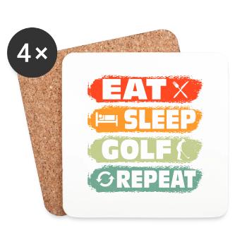 Eat Sleep Golf Repeat Par Tee Golfing - Coasters (set of 4) - white - Front