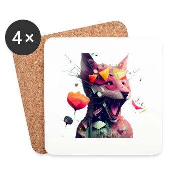 Frühling Fuchs und Blumen - Untersetzer (4er-Set) - Weiß - Vorne