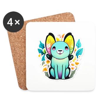 Der Hase mag den Frühling - Untersetzer (4er-Set) - Weiß - Vorne