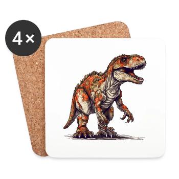 Dino Tyrannosaurus Rex as a video game character - Coasters (set of 4) - white - Front