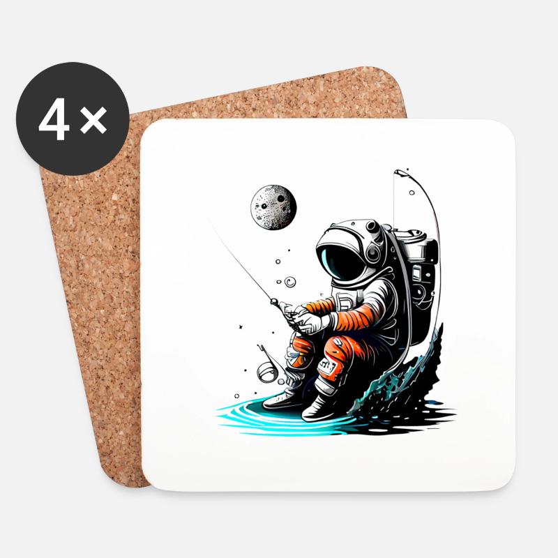 Astronaut angelt - Untersetzer (4er-Set) - Weiß