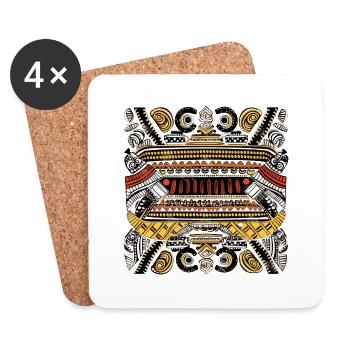 Folklore africain - Dessous de verre (lot de 4) - blanc - Devant
