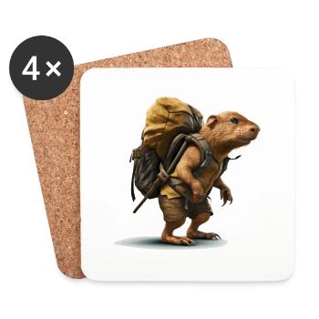 Rat-taupe en tournée en tant qu’aventurier en plein air - Dessous de verre (lot de 4) - blanc - Devant