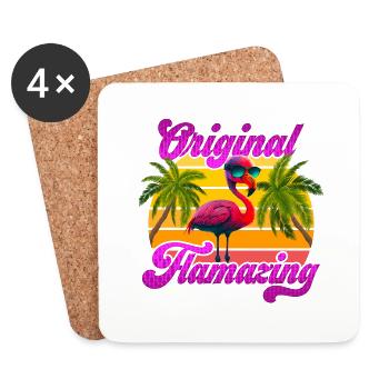 Original Flamazing Flamingo Summer Party Celebrations - Coasters (set of 4) - white - Front