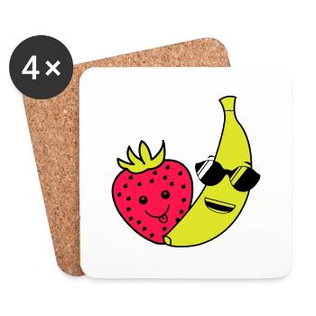 erdbeere banane - Untersetzer (4er-Set) - Weiß - Vorne