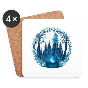 Magischer gefrorener Wald - Untersetzer (4er-Set) - Weiß - Vorne