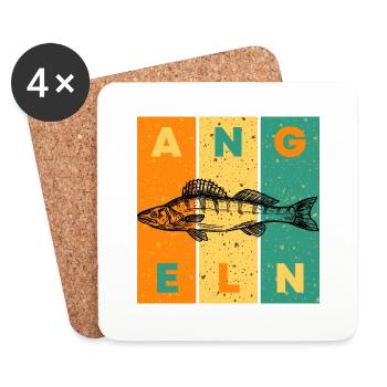 Angeln Grün Orange Gelb Fisch - Untersetzer (4er-Set) - Weiß - Vorne