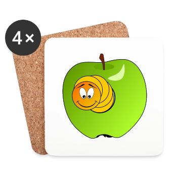 Funny caterpillar in a green apple - Coasters (set of 4) - white - Front