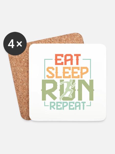 Eat. Sleep. Run. Repeat. Marathon Trail Running - Untersetzer (4er-Set) - Weiß