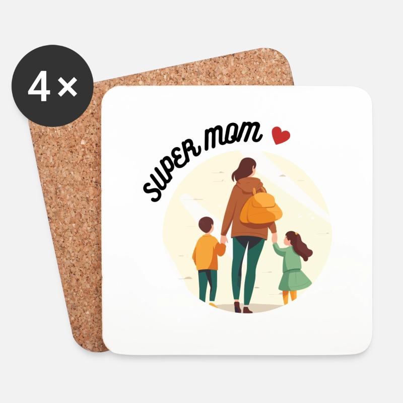 Super Mama - Untersetzer (4er-Set) - Weiß