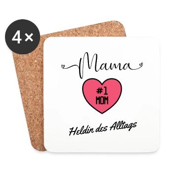 Mama-Heldin des Alltags Muttertag - Untersetzer (4er-Set) - Weiß - Vorne