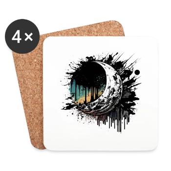 Moon Color Drop Black Multicolored - Coasters (set of 4) - white - Front