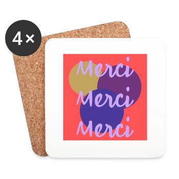 MERCI. MERCI MAÎTRESSE. CADEAU MAÎTRESSE. VACANCES - Dessous de verre (lot de 4) - blanc - Devant