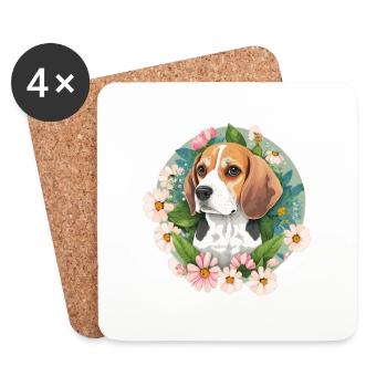 Propriétaires de chiens Beagle - Dessous de verre (lot de 4) - blanc - Devant