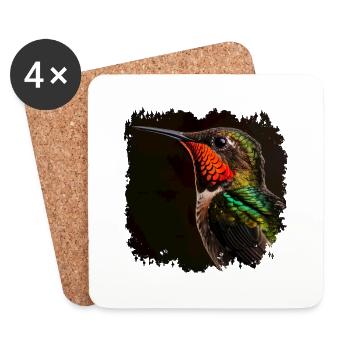 Kolibris sind bekannt für ihre irisierenden Federn - Untersetzer (4er-Set) - Weiß - Vorne