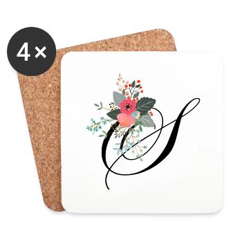 Flowery letters - Coasters (set of 4) - white - Front