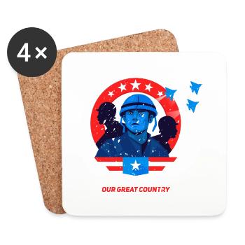 Thank You For Protecting Our Great Country Patriot - Dessous de verre (lot de 4) - blanc - Devant