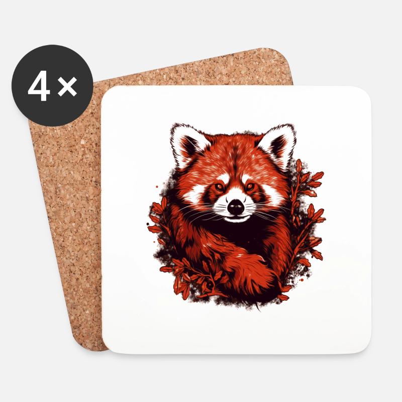 Roter Panda - Untersetzer (4er-Set) - Weiß