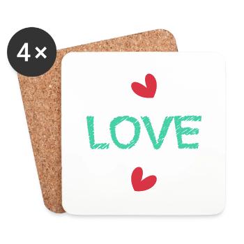 LOVE. SAINT VALENTIN. EVJF. JE T'AIME. I LOVE YOU. - Dessous de verre (lot de 4) - blanc - Devant