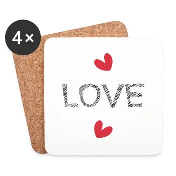 LOVE. SAINT VALENTIN. EVJF. JE T'AIME. I LOVE YOU. - Dessous de verre (lot de 4) - blanc - Devant