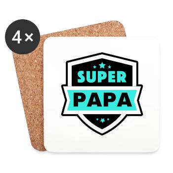 Super papa 2 - Dessous de verre (lot de 4) - blanc - Devant