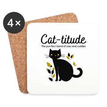 TITUDE CAT - Dessous de verre (lot de 4) - blanc - Devant