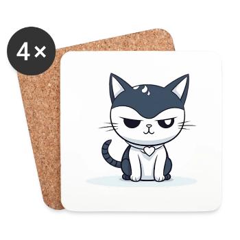 Moment ronronnement Chat - Dessous de verre (lot de 4) - blanc - Devant