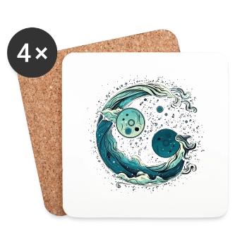 Yin et Yang Ocean Style - Dessous de verre (lot de 4) - blanc - Devant