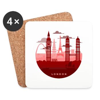 London England London Red Skyline Souvenir - Dessous de verre (lot de 4) - blanc - Devant