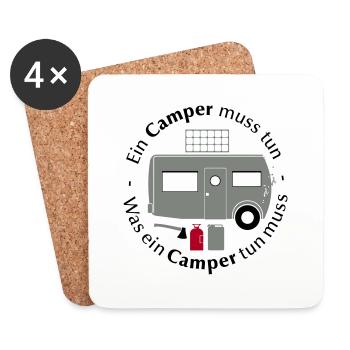 Ein Camper muss tun was ein Camper tun muss Spruch - Untersetzer (4er-Set) - Weiß - Vorne