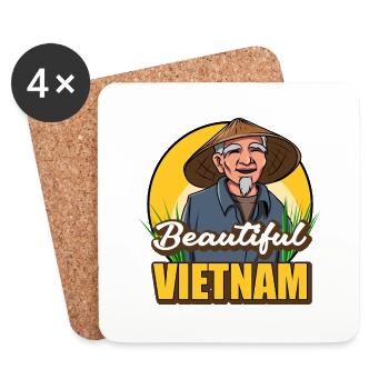 Vietnam Viet Farmers Rice Field Flag I Cadeau - Dessous de verre (lot de 4) - blanc - Devant
