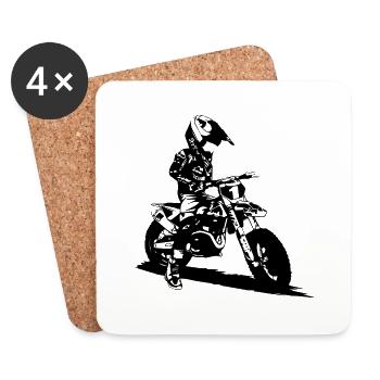 moto cross - Dessous de verre (lot de 4) - blanc - Devant